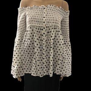 NWOT Torrid White Black Polka Dot Off Shoulder Size 2